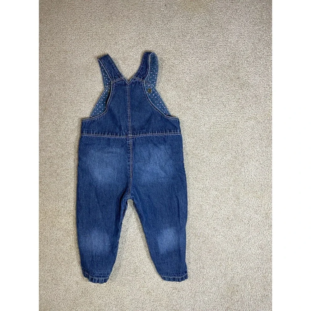 Genuine Baby by OshKosh Denim Floral Embroidered Overalls Size 9M